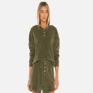 DONNI Terry Henly Sweatshirt in Basil Size Large